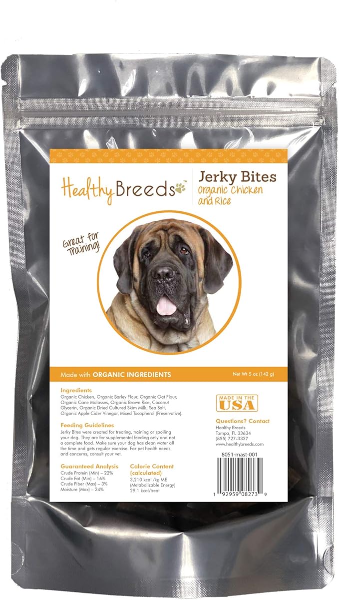 Healthy Breeds Mastiff Jerky Bites Chicken & Rice Recipe Dog Treats 5 oz