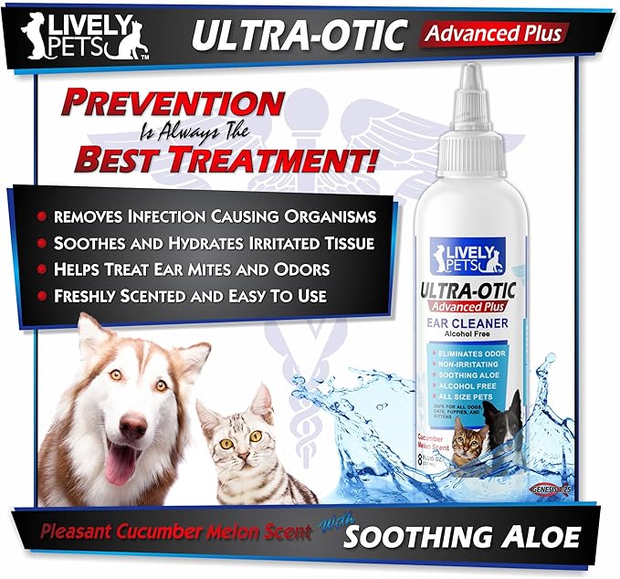 Ulta-Otic Advanced Plus Dog Ear Infection Treatment for Redness, Inflammation, and Itchiness - Vet Strength and Recommended 8 fl oz