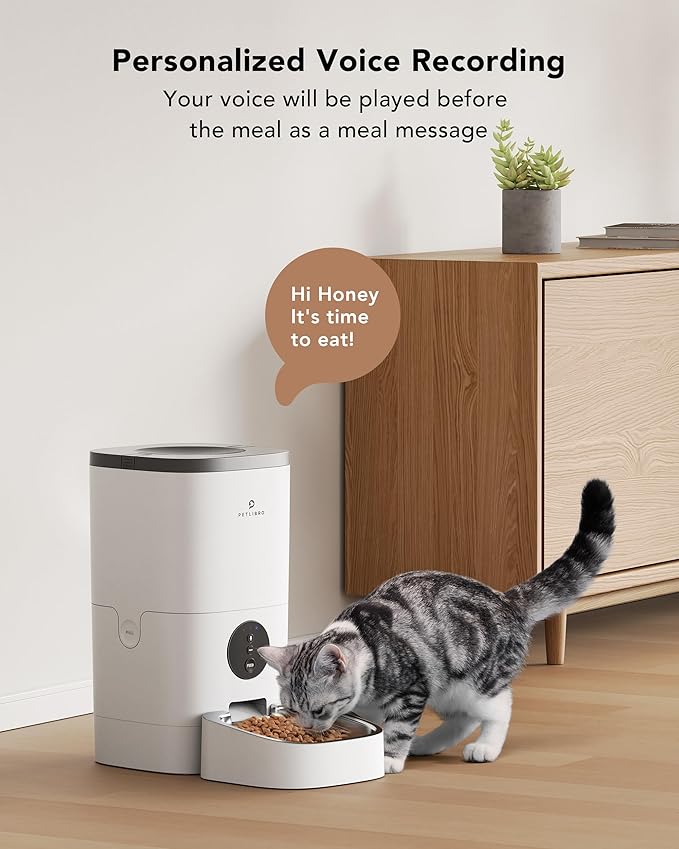 Automatic Dog Feeder, 6L Dog Food Dispenser with Customize Feeding Schedule, WiFi Automatic Dog Feeder with Timer Interactive Voice Recorder, Auto Dog Feeder for Cat Pet 1-4 Meals Dry Food