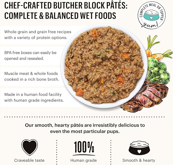 The Honest Kitchen Butcher Block Pâté: Turkey, Duck & Root Veggies Wet Dog Food, 1 Count (Pack of 6)