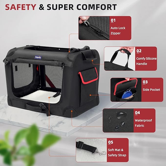 Large Cat Carrier for 2 Cats Small Medium Dogs, Soft Pet Carrier 24x17x17 for Traveling with Warm Blanket Foldable Bowl and Washable Pad