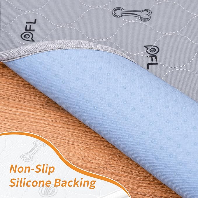 Washable pee pads for dogs, 6Pack Reusable Puppy Pads, Absorbent Whelping Pads with Bone Print, Non-Slip Waterproof Pet Training Pads for Couch, Crate, Potty Training -16x24