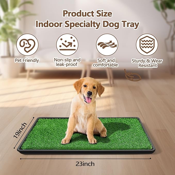 Dog Grass Pad with Tray, Dog Potty Grass for Puppy Training, Artificial Fake Grass for Dogs to Pee on Indoor Outdoor