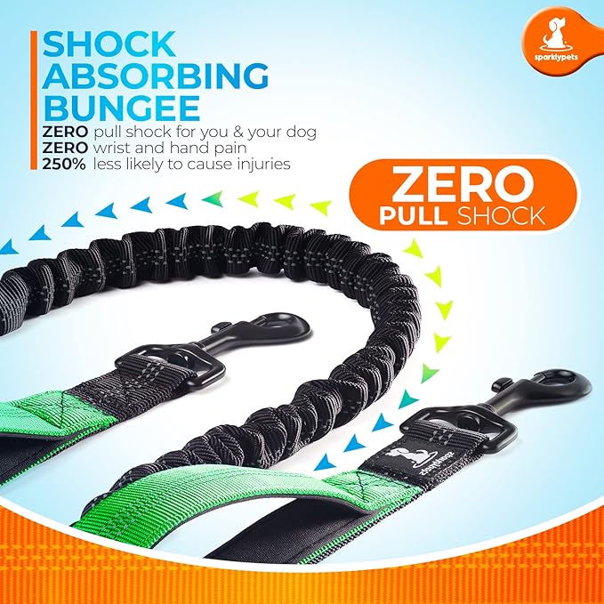 SparklyPets Hands Free Dog Leash with Reflective Stitches – Waist Leash for Dog Walking, Training & Jogging – Running Leash Hands Free for Medium & Large Dogs