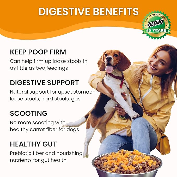 Olewo Original Carrots for Dogs – Fiber for Dog Stool Hardener, Dog Food Toppers for Picky Eaters, Skin & Coat Support, Multivitamin for Dogs, Probiotics for Dogs Digestive and Dog Gut Health, 5.5 lbs