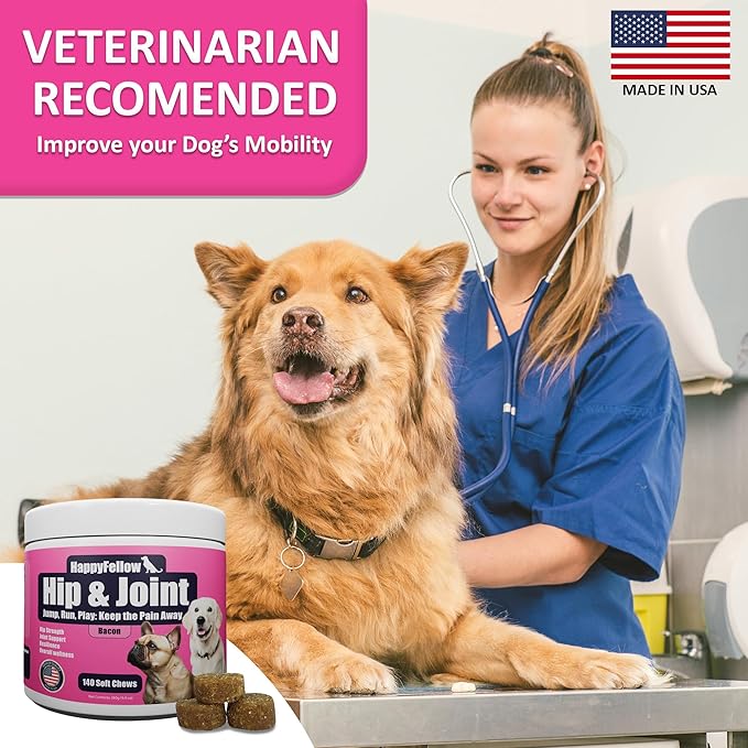 Hip and Joint Supplement for Dogs - Mobility Aids Glucosamine Chondroitin for Dogs Arthritis Pain Relief Anti Inflammatory, Small Large Breed Advanced Support, Pain Relief, 140 Soft Chews