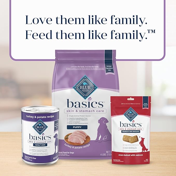 Blue Buffalo Basics Puppy Dry Dog Food for Skin & Stomach Care, Limited Ingredient Diet, Made in the USA with Natural Ingredients, Turkey & Potato Recipe, 4-lb. Bag