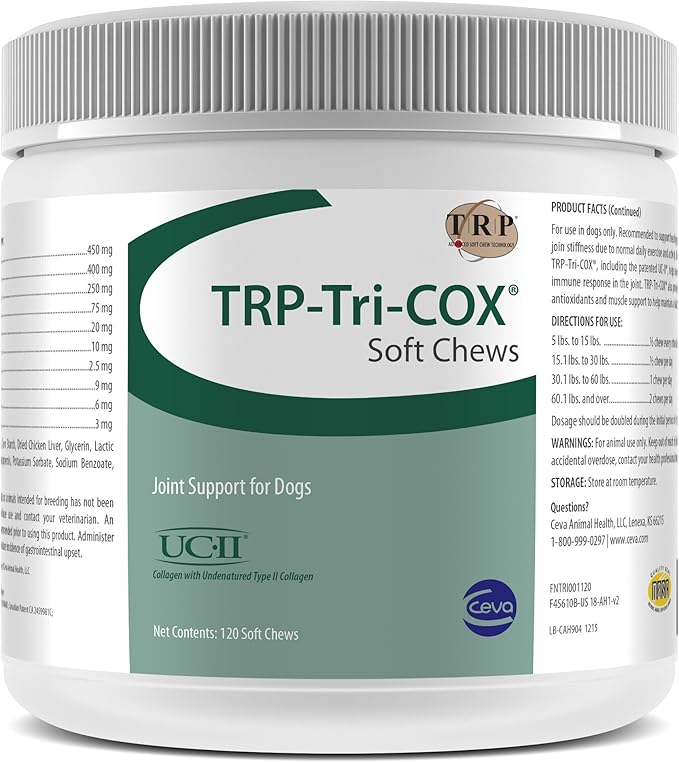 CEVA Animal Health TRP-Tri-COX Soft Chews - Joint Support For Dogs (120 Count)