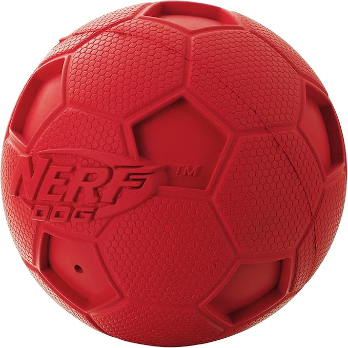 Nerf Dog 2.5in Soccer Squeak Ball - Red, Dog Toy