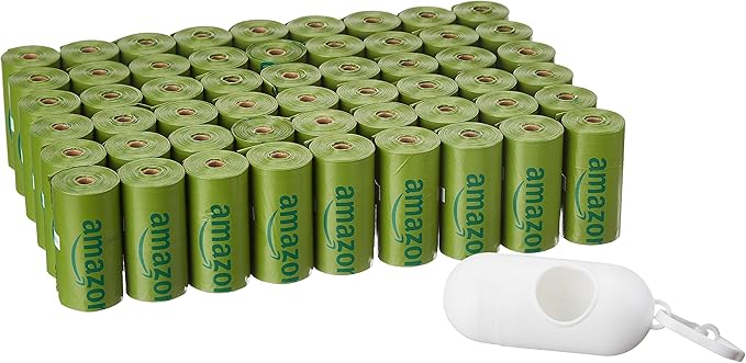 Amazon Basics Dog Poop Bags With Dispenser and Leash Clip, 13x9 inches, Cucumber Scented, 810 Bags, 54 Pack of 15