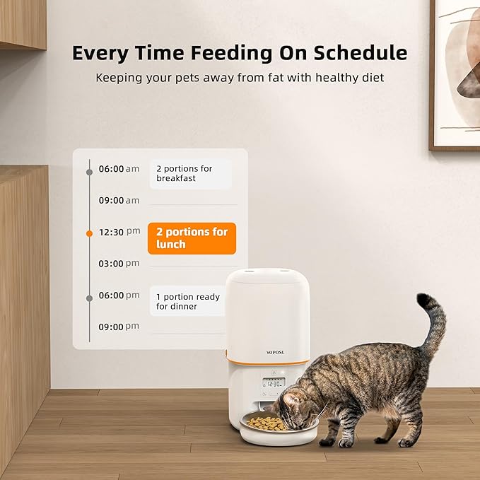 Automatic Cat Feeders - 2L/4L Cat Food Dispenser Easy to Use, Timed Automatic Pet Feeder with Over 180-day Battery Life, 1-6 Meals Dry Food Programmable Portion Control Also for Dogs