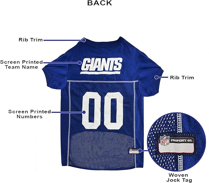 NFL New York Giants Dog Jersey, Size: XX-Large. Best Football Jersey Costume for Dogs & Cats. Licensed Jersey Shirt