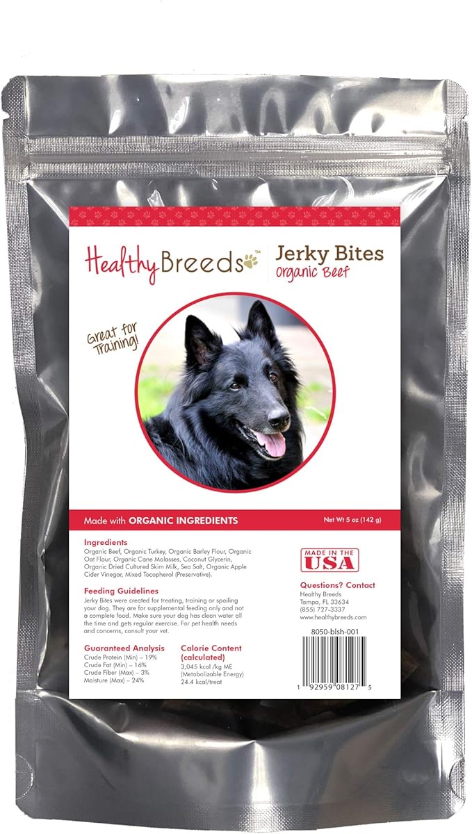 Healthy Breeds Belgian Sheepdog Jerky Bites Beef Recipe Dog Treats 5 oz