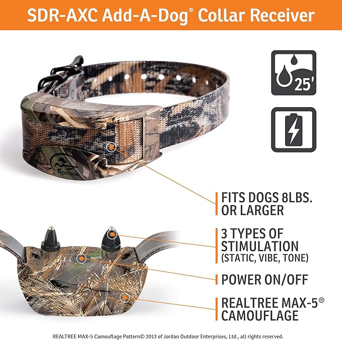 SportDOG Brand WetlandHunter 425X Add-A-Dog Collar - Additional, Replacement, or Extra Collar for Your Remote Trainer - Waterproof and Rechargeable with Tone, Vibration, and Shock
