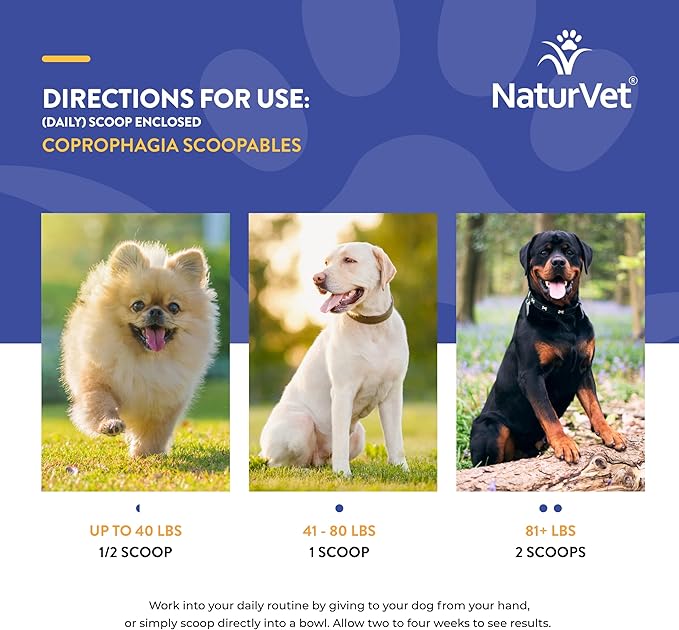NaturVet Scoopables Coprophagia for Dogs - No Poop Eating for Dogs - Stool Eating Deterrent Supplement with Probiotic & Digestive Enzymes - Hickory Smoked Bacon Flavored | 11oz Bag
