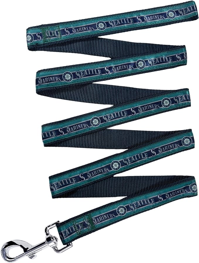 MLB PET Leash, Small, Seattle Mariners Dog Leash, Baseball Team Leash for Dogs & Cats. A Shiny & Colorful Dog & Cat Leash with Emboridered Team Name/Logo Licensed by the MLB