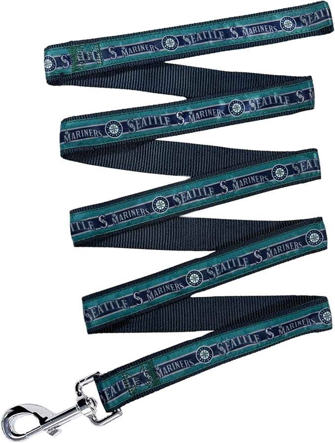 MLB PET Leash, Medium, Seattle Mariners Dog Leash, Baseball Team Leash for Dogs & Cats. A Shiny & Colorful Dog & Cat Leash with Emboridered Team Name/Logo Licensed by the MLB