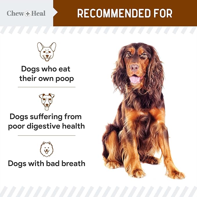 Stop The Poo Chew Coprophagia Treatment for Dogs - 120 Soft Chews - Chicken Flavor Dog Deterrent for Dogs Eating Poop - Treats Bad Breath and Boosts Gut Health - Made in USA