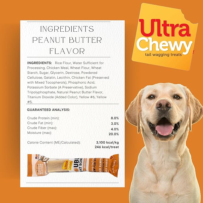 Ultra Chewy Double Treat Bones, Dog Treats, Made in The USA, Healthy Treats, Easy to Digest, Promotes Dental Health (Assorted Flavors, 2 Packs/9 Bones Per Pack)