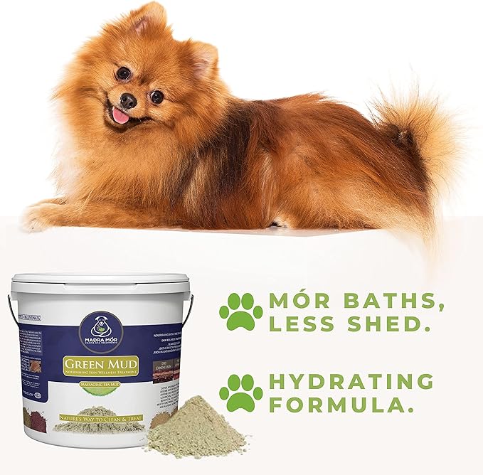 Madra Mor Green Mud Dog Wash Spa Mud Dog Essentials | Dog Bath for Dog Grooming | Dry Skin for Dogs Treatment | Dog Coat Skin Care Products | 7.5lb Pail w Worldwide Nutrition Multi Purpose Key Chain