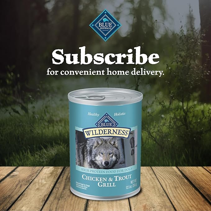 Blue Buffalo Wilderness High Protein, Natural Adult Wet Dog Food, Trout & Chicken Grill 12.5-oz cans (Pack of 12)