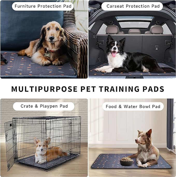 2-Pack Extra Large Reusable Dog Mat for Floor, Dog Playpen, Non-Slip Waterproof Dog Pee Pad, Super Absorbent Washable Pee Pads for Dogs, Pet Whelping Pads, Crate (36" x 41", Sky Blue)