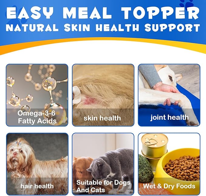 Salmon Oil for Dogs, Fish Oil for Dogs, Relieves Scratching & Joint Function, Supports Healthy Dog Skin and Coat Supplement, Contains Omega-3, EPA&DHA,Wild Alaskan Salmon Oil for Dogs Skin and Coat