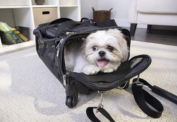 Sherpa on Wheels Indoor Pet Dog Carrier, Black Large for All Breed Sizes