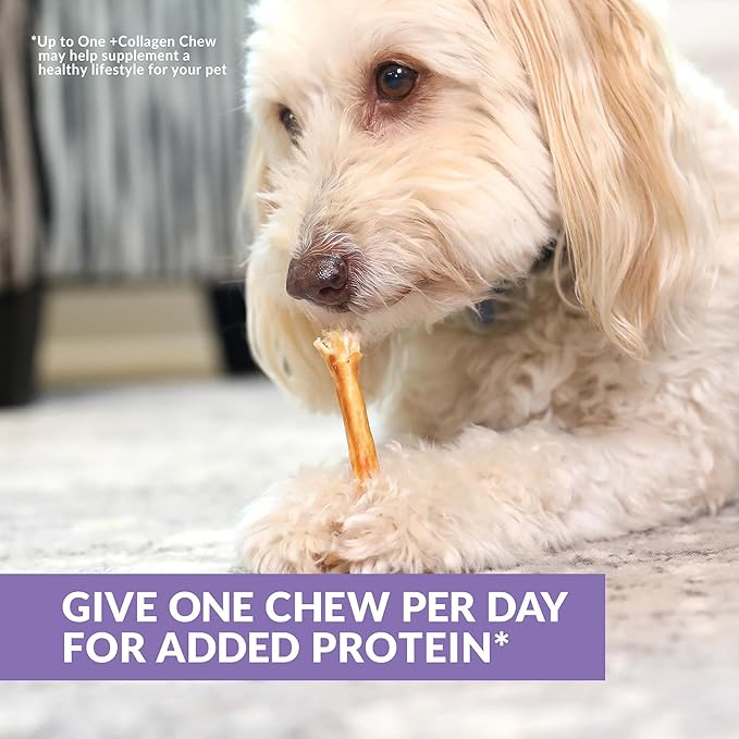 Beef Collagen Sticks for Dogs (25 Pack, 5 Inch) Long Lasting Dog Chews (Duck Flavored) No Hide Dog Treat Bully Stick Rawhide Free, Grain Free, High Protein