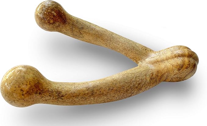 Pet Qwerks Wishbone BarkBone - Nylon Chew Toy for Aggressive Chewers - Peanut Butter Flavor - 8.25"
