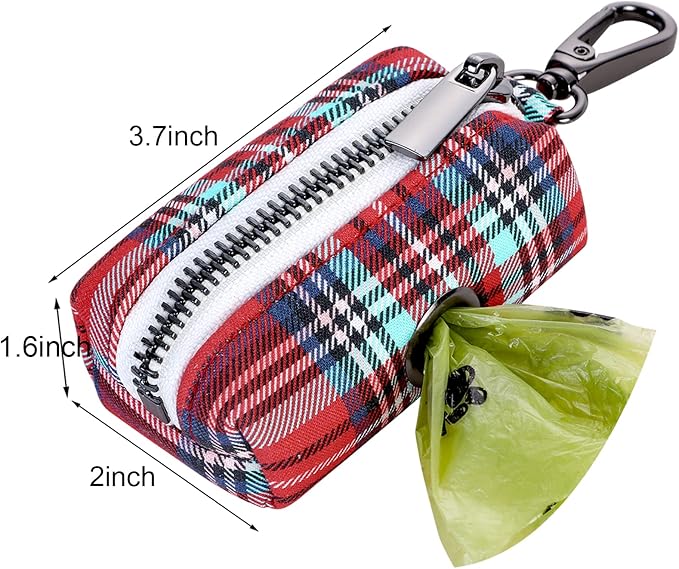ARING PET Dog Poop Bag Dispenser, Christmas Doggy Poop Bags Holders Attach to Any Leashes, Portable Washable Cotton Pet Waste Pouch Dispenser with Metal Zipper