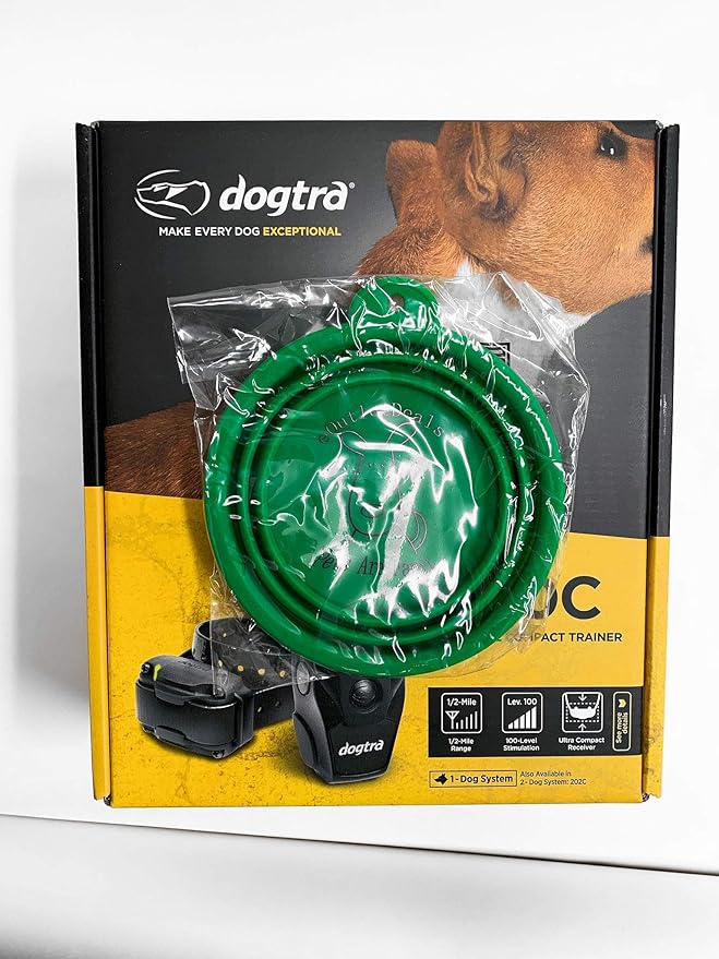 Dogtra E-Collar 200C / 202C Dog Training Collar System with Remote – 1/2 Mile Range, 1-2 Dog System - Rechargeable, Waterproof, Ergonomic - includes eOutletdeals Pet Travel Bowl (1 Dog System - 200C)