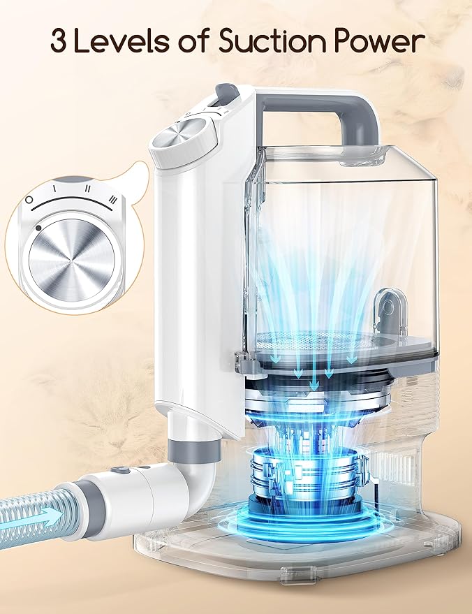 Meowant Dog Grooming Kit for Shedding with 3.2L Large Dust Cup, Pet Grooming Vacuum with 5 Proffesional Tools for Sheldding & Cleaning, 3 Mode Powerful Suction, Suitable for Dogs and Cats