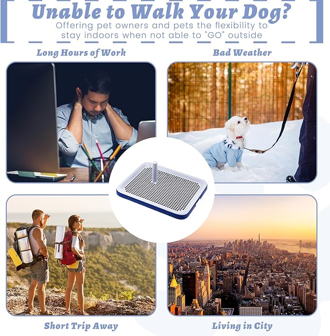 2 Pack Dog Potty Training Tray, Pee Pad Holder, Easy to Clean Puppy Pad Holder Tray with Diversion Column Nonslip Dog Pad Holders Heighten Dog Litter Box for Small Medium Pet (20"x14"x2")