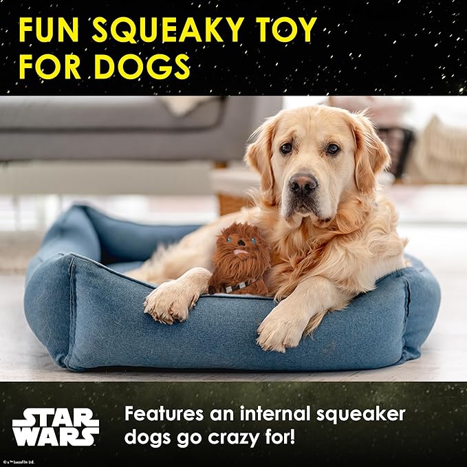 Star Wars for Pets Plush Chewbacca Figure Dog Toy | Soft Star Wars Squeaky Dog Toy | Large | Adorable Toys for All Dogs, Official Dog Toy Product of Star Wars for Pets