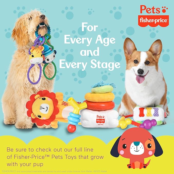 Fisher-Price for Pets Stack N' Relax Resilient Chewer Teething Toy for Puppies | Chew Toy for Puppies, Puppy Teething Toy, Puppy Teether | Multifunctional Dog Toy, Treat Hide Dog Toy