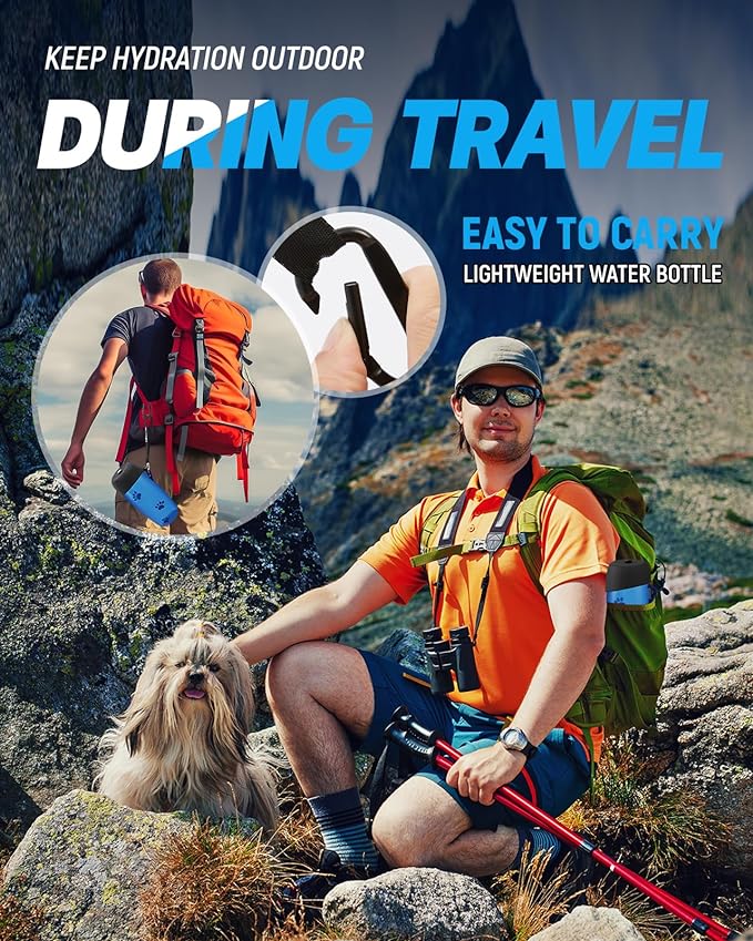 Dog Water Bottle Portable, 28oz Dog Travel Water Bottles, Patented, Leak-proof Pet Water Dispenser for Outdoor Walking, Hiking, Food Grade Silicone, Klein Blue