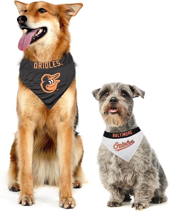 Pets First ORL-3217-L-XL MLB Baltimore Orioles Reversible Pet Bandana, Large/X-Large, MLB Team Color