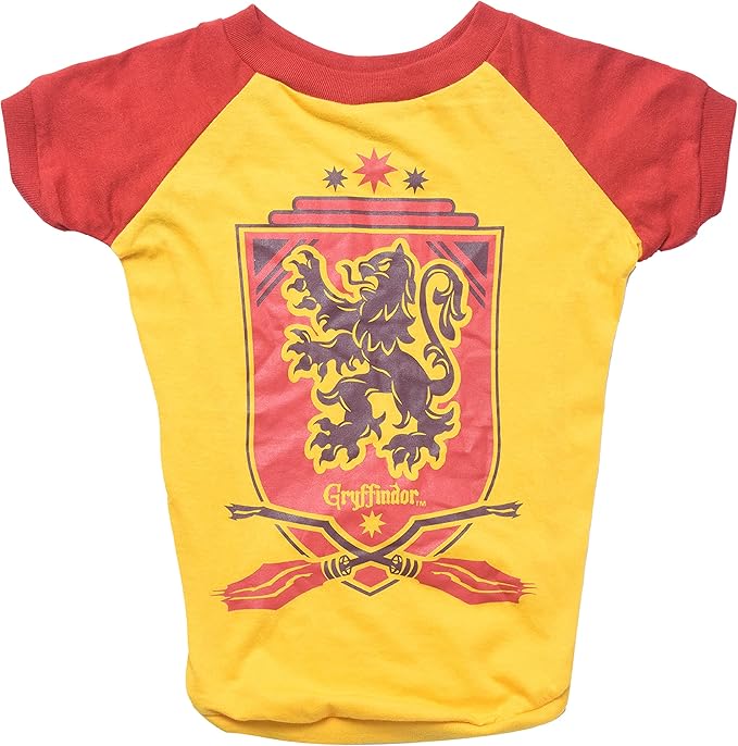 Harry Potter Gryffindor Pet T-Shirt in Size Small | Small Dog T-Shirt, Harry Potter Dog Shirt | Harry Potter Dog Apparel & Accessories for Hogwarts Houses, Gryffindor,Yellow