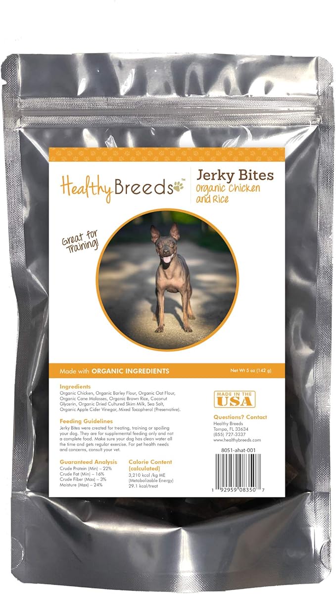 Healthy Breeds American Hairless Terrier Jerky Bites Chicken & Rice Recipe Dog Treats 5 oz