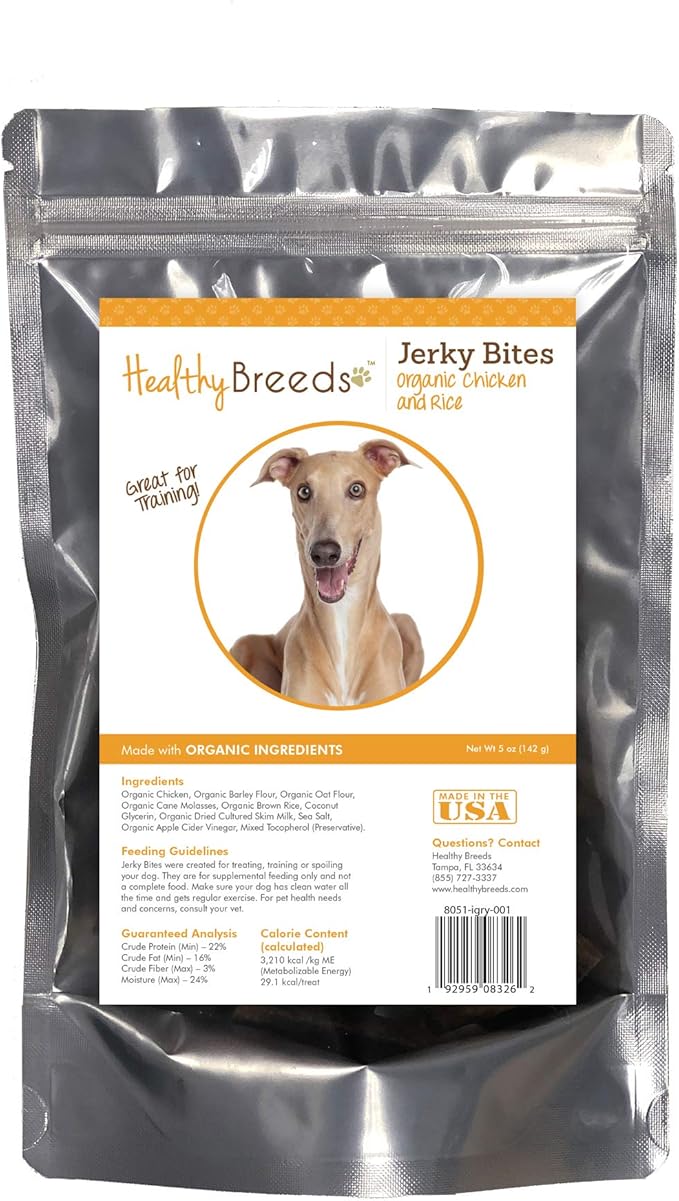 Healthy Breeds Italian Greyhound Jerky Bites Chicken & Rice Recipe Dog Treats 5 oz