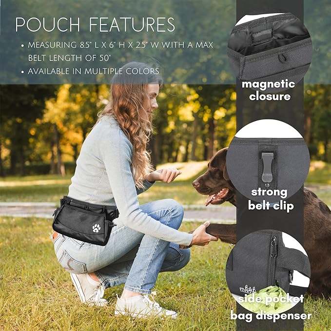 B&B Farmhouse Dog Treat Pouches for Pet Training - Custom Design - Dog Treat Bag for Dog Training & Behavior Aids - Fanny Pack for Dog Walking Bag - Puppy Treat Pouch & Black Belt Bag