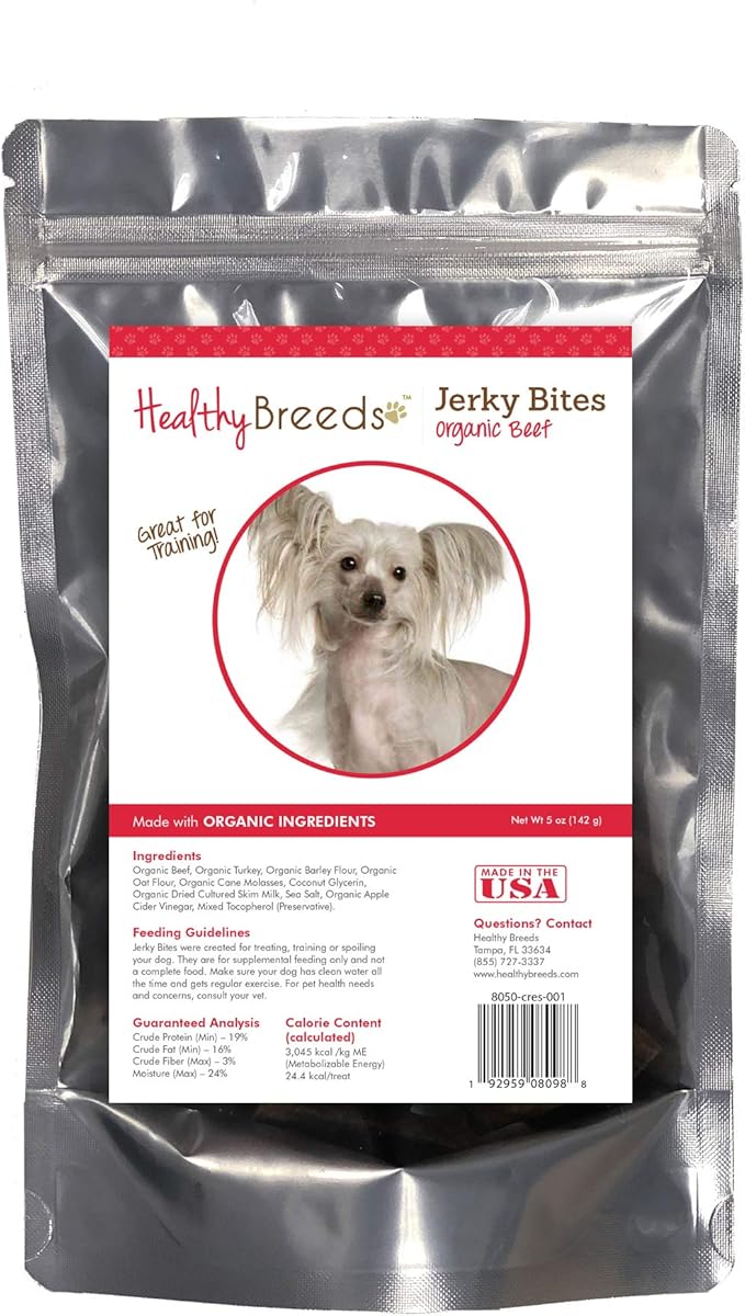 Healthy Breeds Chinese Crested Jerky Bites Beef Recipe Dog Treats 5 oz