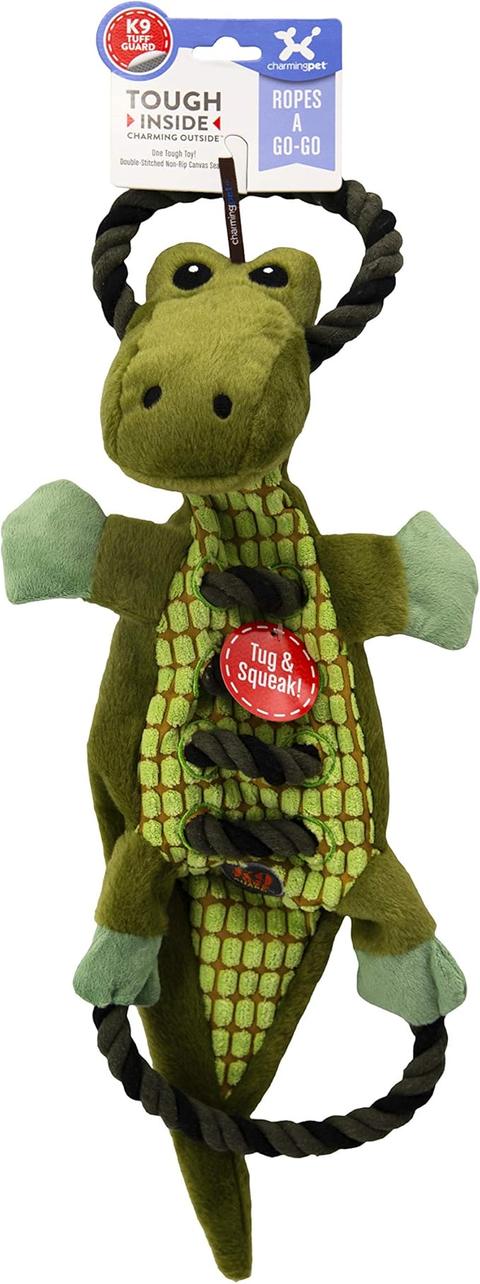 Outward Hound Ropes-A-Go-Go Gator Interactive Plush Squeaky Dog Tug Toy