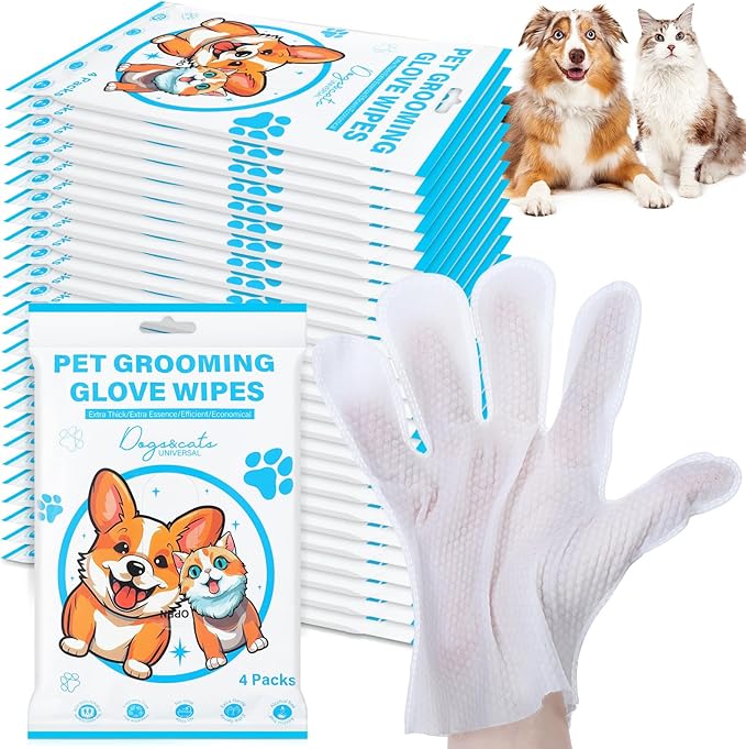 200 Pcs Pet Bathing Wipes for Dogs and Cats Cleaning Deodorizing Grooming Wipes Disposable Rinse Free Nourish Fur Glove Wipes for Puppy Dogs Kitten Daily Care and Traveling