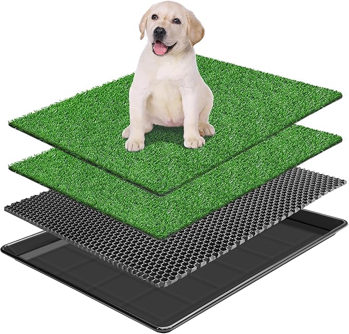 Dog Grass Pad with Tray, Dog Potty Grass for Puppy Training, Artificial Fake Grass for Dogs to Pee on Indoor Outdoor