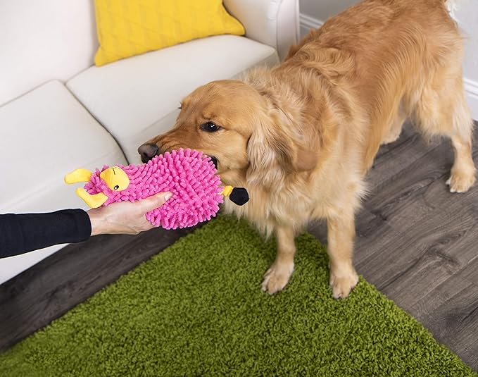 goDog Llamas Noodle Squeaky Plush Dog Toy, Chew Guard Technology - Pink, Small