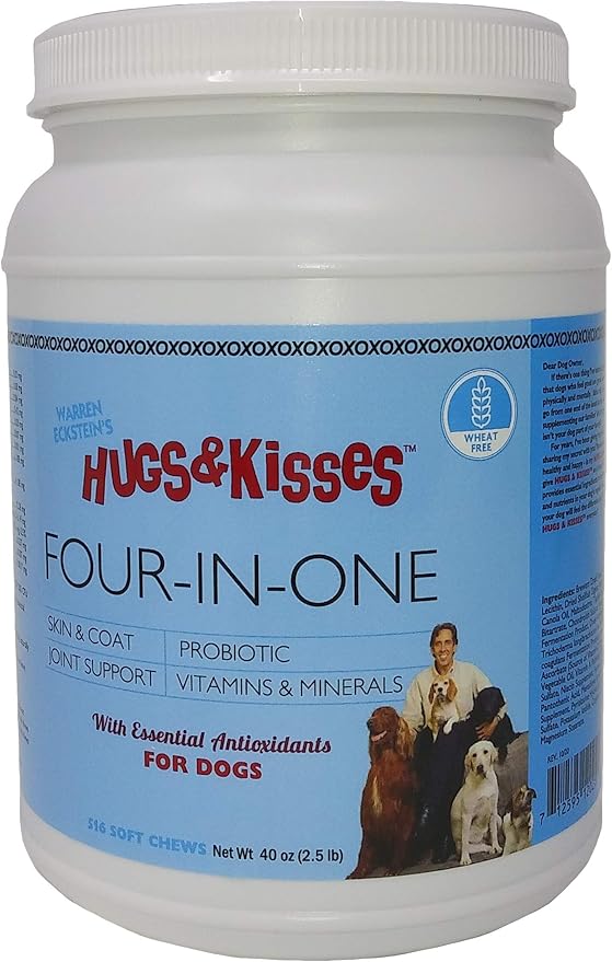 HUGS & KISSES Warren Eckstein's Four-in-One Vitamin Mineral Supplement Treat for Dogs