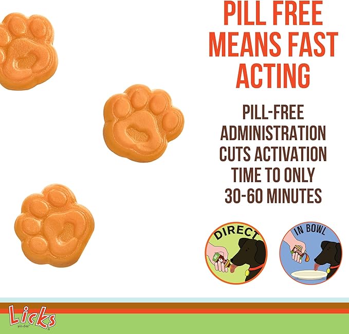 Licks Pill-Free Dog Skin and Allergy Gummies - Omega 3 Dog Allergy Relief - Dog Vitamins & Supplements for Itch Relief - Turmeric Supplement for Dog Skin - Dog Vitamin Gummies - 90 Gummies
