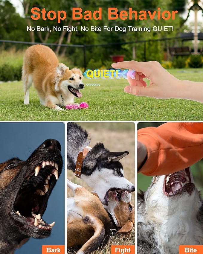 2024 Dog Training Bark Deterrent Device, Anti-Barking Device with HD Display and LED Flashlight for Dogs, Stop Bad Behavior Without Yelling or Swatting, Ultrasonic Stopper Alternative to Shock Collar